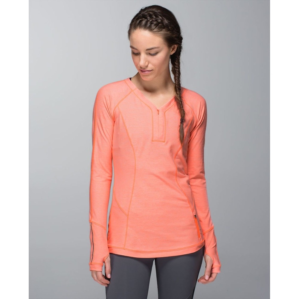 Lululemon Love Some Run Long Sleeve Heathered Very Light Flare Orange Size 4